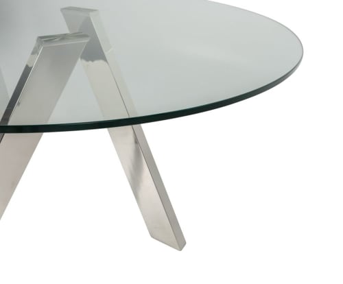 Runder Esstisch für 4 Personen aus Glas und Metall D130 ...