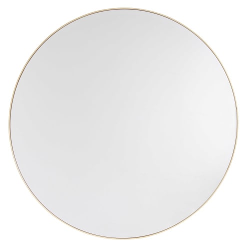 Runder facettierter Spiegel aus goldfarbenem Metall, D100cm