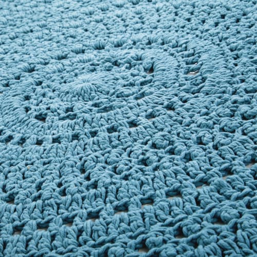 Textil Teppiche | Runder Häkelteppich aus Baumwolle, blau, D160cm - IU72028