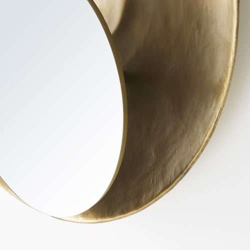 Dekoration Wandspiegel und Barock Spiegel | Runder Spiegel aus konkaver Metall, goldfarben D90 - HR54003