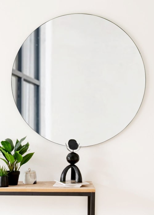 Dekoration Wandspiegel und Barock Spiegel | Runder Spiegel aus schwarzem Metall, D110cm - BM19362