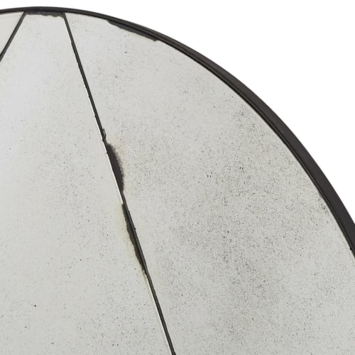 Dekoration Wandspiegel und Barock Spiegel | Runder Spiegel aus schwarzem Metall in Used-Optik, D100cm - QN15293
