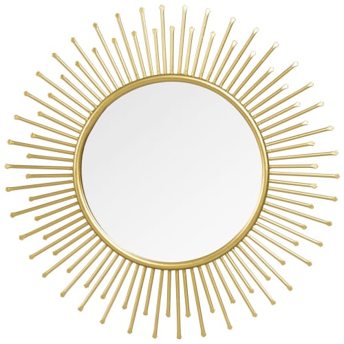 Dekoration Wandspiegel und Barock Spiegel | Runder Spiegel mit goldfarbenem Metallrahmen D.31 - OW49620