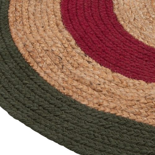 Textil Teppiche | Runder Teppich aus Jute und Baumwolle, fuchsienrosa, blau, beige und grün, D90cm - SF73629