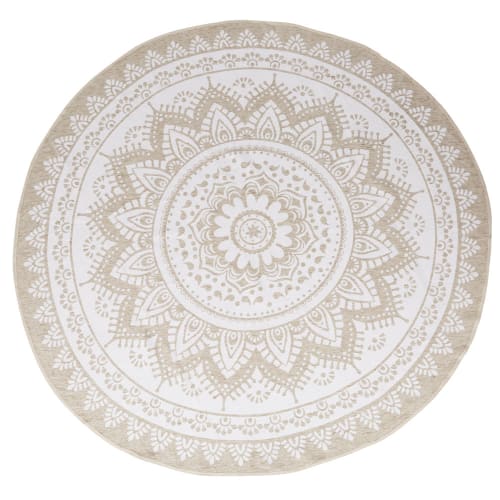 Textil Teppiche | Runder Teppich aus recycelter Baumwolle und Jute, ecrufarben und beige, D250cm - VR27882