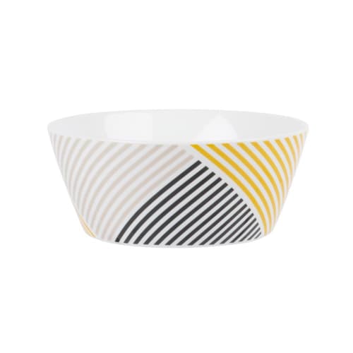 Saladier En Porcelaine Blanche Motifs A Rayures Multicolores Luca Maisons Du Monde