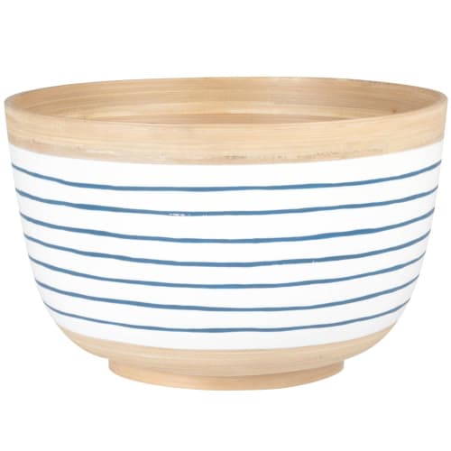 Tischkultur Etagere und Obstschale | Salatschüssel aus Bambus, blau und weiß - YO34103