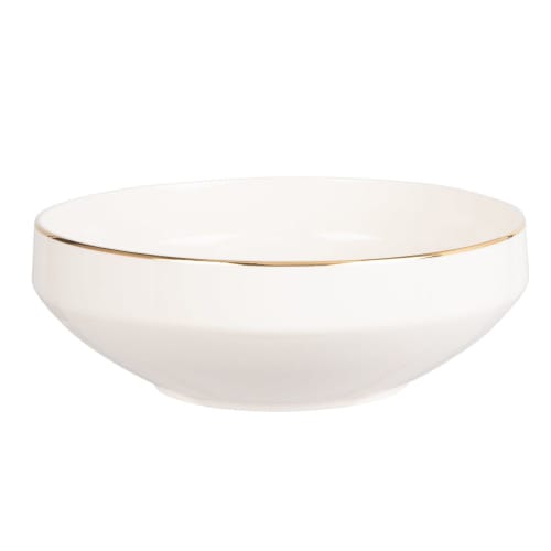 Tischkultur Etagere und Obstschale | Salatschüssel aus Porzellan, weiß und gold - XR82886
