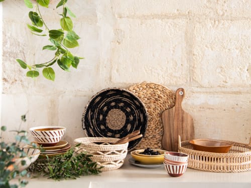 Tischkultur Etagere und Obstschale | Salatschüssel aus Steingut, glänzend braun und beige, D20cm - ZM65297