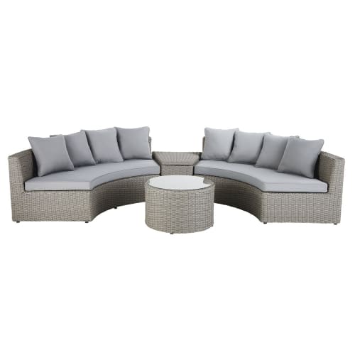 Salón de jardín redondo de resina trenzada gris Cape Town Maisons du Monde