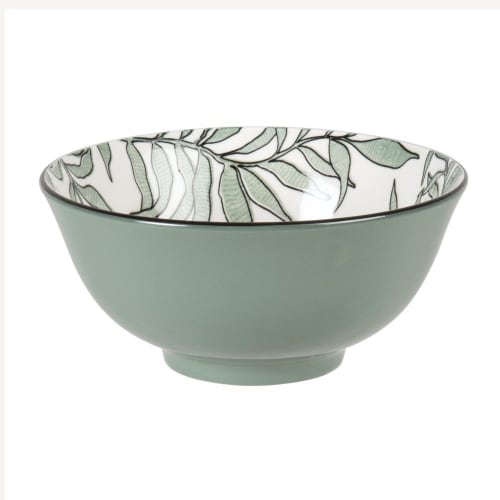 Tischkultur Tassen und Becher | Schale aus grünem Porzellan mit Pflanzenmotiv - DI63385
