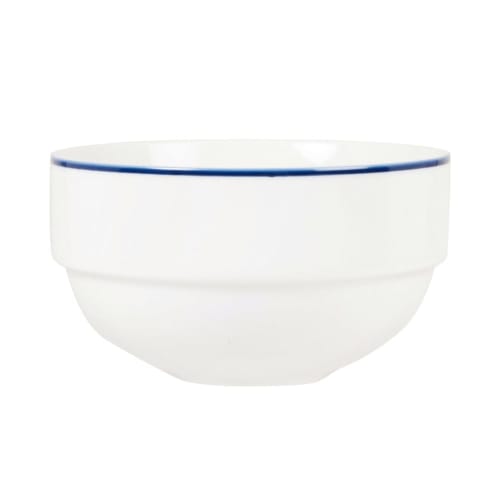 Tischkultur Tassen und Becher | Schale aus weißem Porzellan mit blauem Rand - RS47345