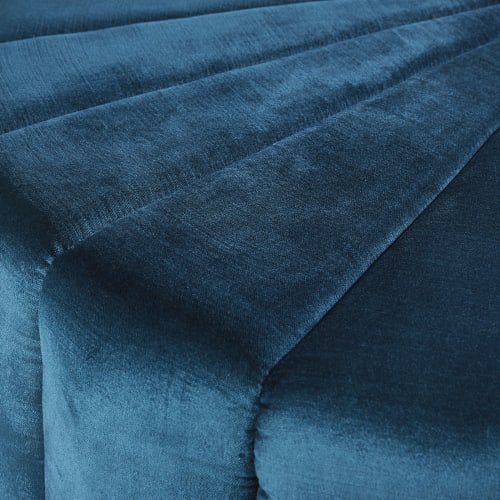 kleding Excentriek Luipaard Schelpvormige poef van blauwe velours en grenen | Maisons du Monde