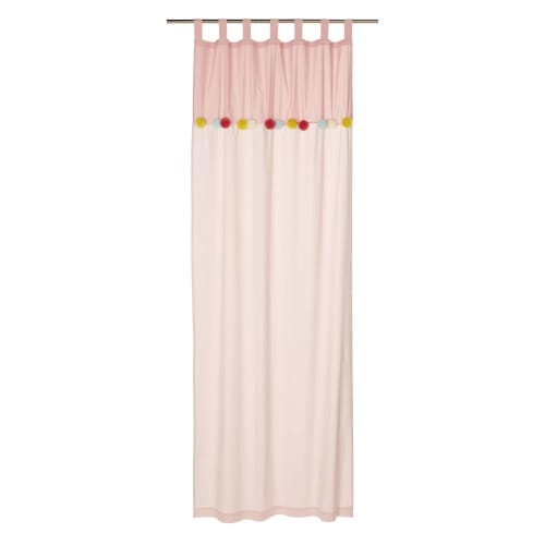 Schlaufenvorhang aus Baumwolle mit Bindeschleifen und Quasten, rosa, 1 Vorhang 105x250