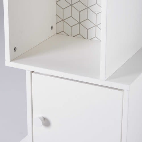 Schmaler Schrank mit 2 Türen, weiß mit Motiven Joy | Maisons du Monde