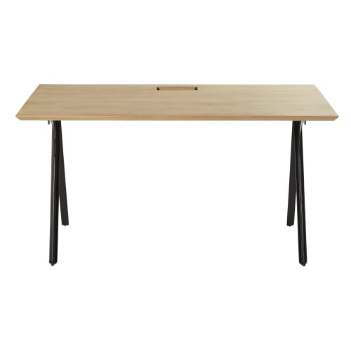 Schreibtisch für gewerbliche Nutzung aus massivem Mangoholz und schwarzem Metall