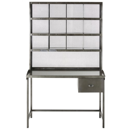 Möbel Schreibtische | Schreibtisch im Industrial-Stil mit 1 Schublade aus grauem, patiniertem Metall - FQ52973