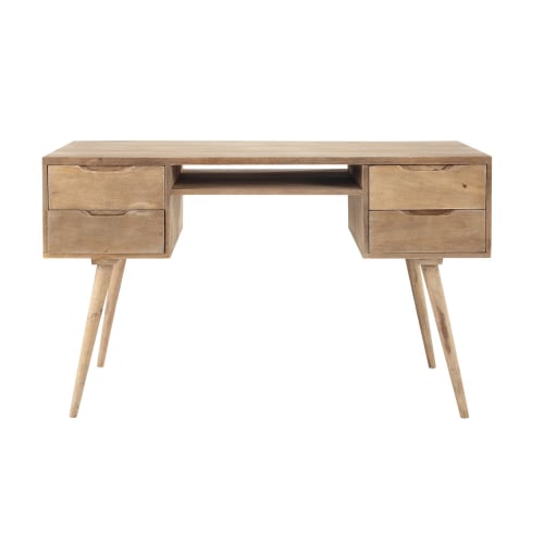 Schreibtisch Im Vintage Stil Aus Massivem Mangoholz B 130 Cm