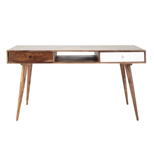 Schreibtisch Im Vintage Stil Aus Massivem Sheeshamholz