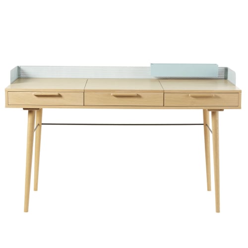 Möbel Schreibtische | Schreibtisch mit 2 Schubladen, aus Metall, grünspanfarben - LY69276
