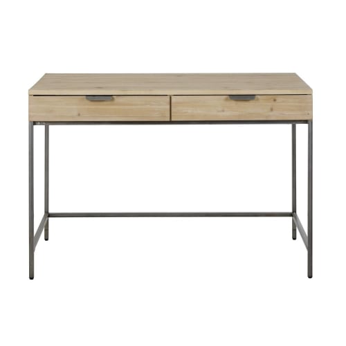 Möbel Schreibtische | Schreibtisch mit 2 Schubladen, geweißt - SV04169