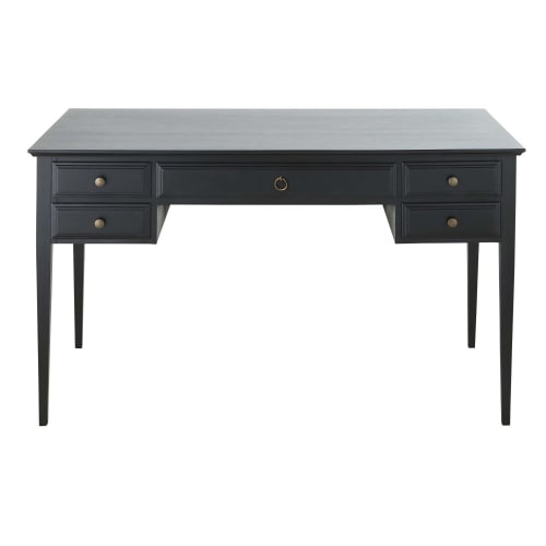 Möbel Schreibtische | Schreibtisch mit 5 Schubladen, mattschwarz - RG05184