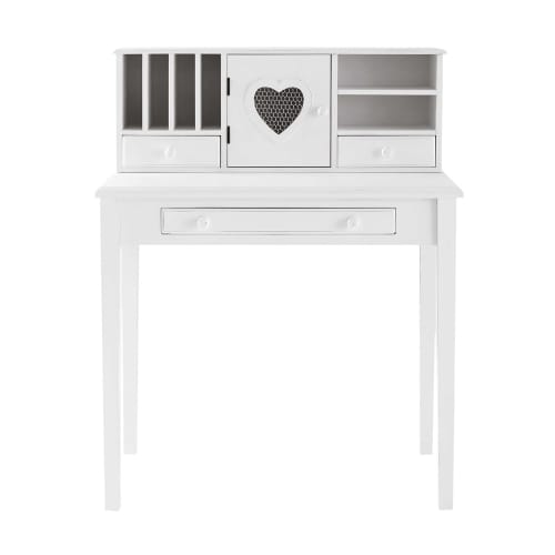 Möbel Schreibtische | Schreibtisch-Sekretär mit 1 Tür und 3 Schubladen, weiß - GA53501