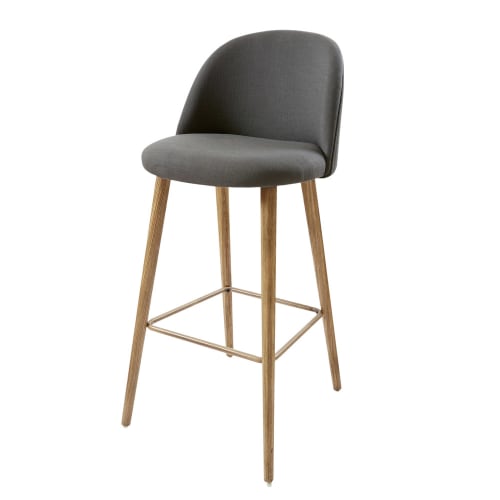 Sedia Da Bar Vintage Grigio Antracite E Frassino Mauricette