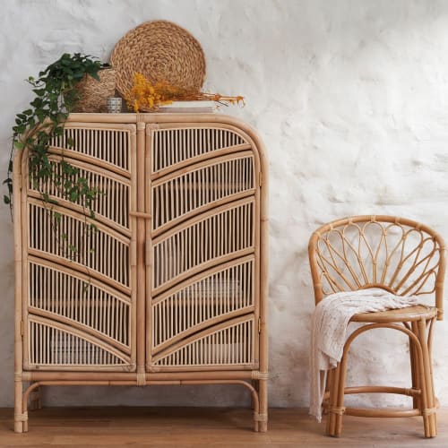 Sedia in rattan e massello di mogano Hampton