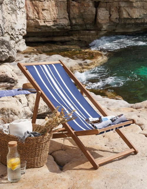 Unico Design Sdraio Pieghevole da Spiaggia in Legno Massello di