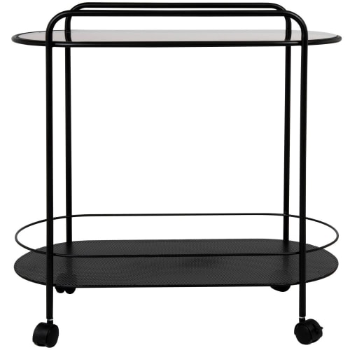 Möbel Kücheninseln und Serviertische | Serviertisch aus Metall und Glas, mattschwarz - FW23459
