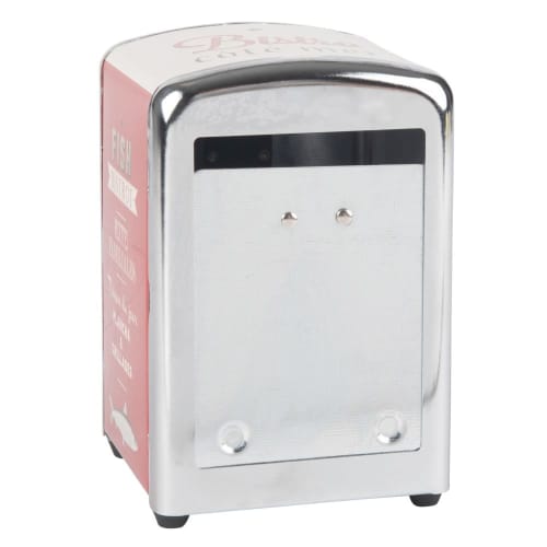 Serviettenspender aus rotem Metall, bedruckt Fish Bistrot | Maisons du