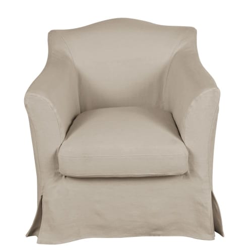 Sofas und sessel Sessel | Sessel aus Crinkle-Leinen, beige - ZK46455