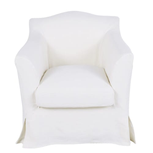 Sofas und sessel Sessel | Sessel aus Crinkle-Leinen, weiß - FR92898