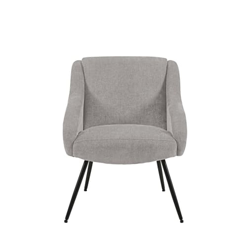 Sofas und sessel Sessel | Sessel aus hellgrauem Samt und schwarzem Metall - WU00238