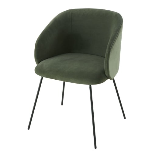 Sessel für die gewerbliche Nutzung mit khakigrünem Samtbezug