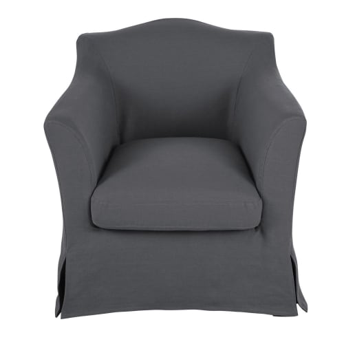 Sofas und sessel Sessel | Sessel mit anthrazitgrauem Leinen-Crinkle-Bezug - XA29515