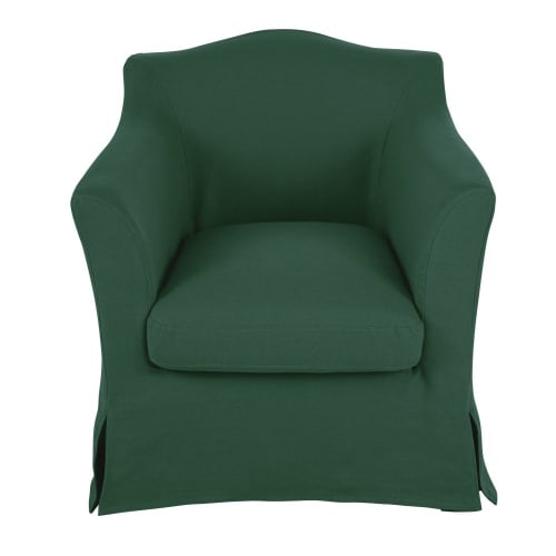 Sofas und sessel Sessel | Sessel mit Crinkle-Leinen-Bezug, grün - YV06800