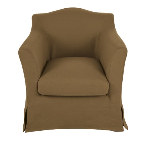 Sofas und sessel Sessel | Sessel mit Crinkle-Leinen-Bezug, havannabraun - HW68835
