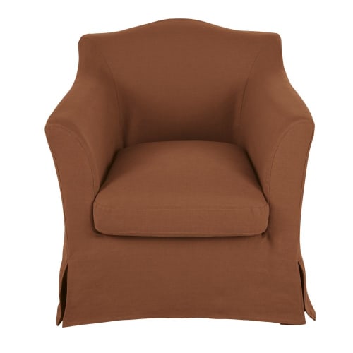 Sofas und sessel Sessel | Sessel mit Crinkle-Leinen-Bezug, sienaorange - CM94616