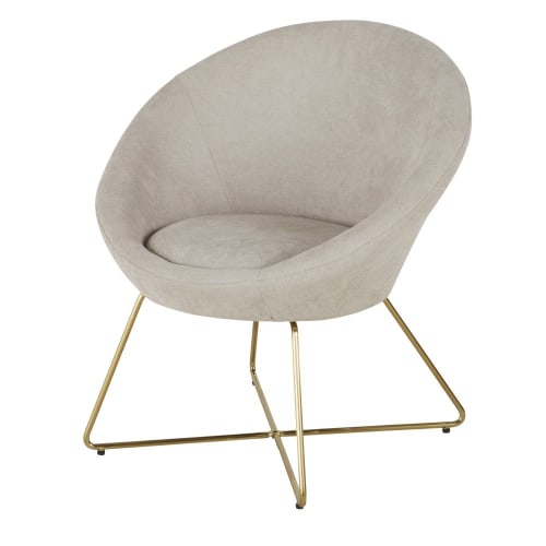 Sofas und sessel Sessel | Sessel mit goldfarbenen Metallfüßen, beige - TK80192
