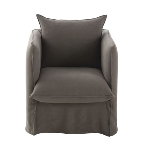 Sofas und sessel Sessel | Sessel mit grauem Leinenbezug im Used-Look - RY33676