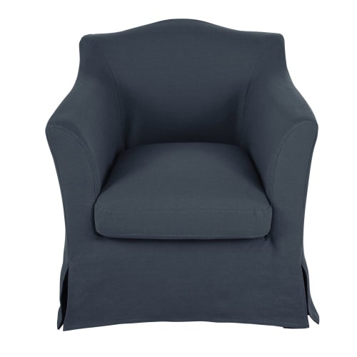 Sofas und sessel Sessel | Sessel mit nachtblauem Leinen-Crinkle-Bezug - PP27795