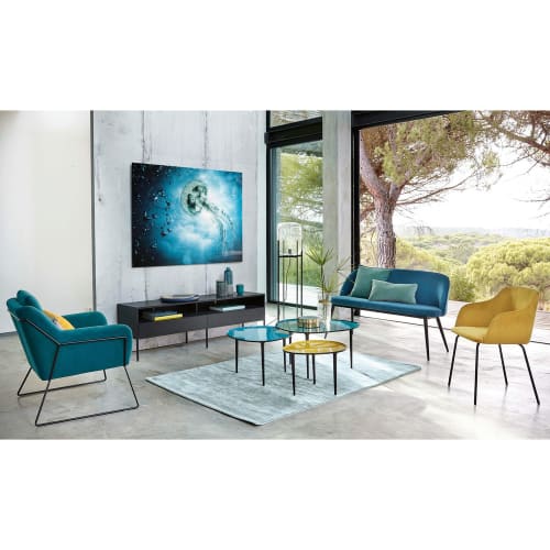 Sofas und sessel Sessel | Sessel mit petrolblauem Samtbezug - LI75201