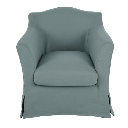 Sofas und sessel Sessel | Sessel mit seladonblauem Leinen-Crinkle-Bezug - OC99918