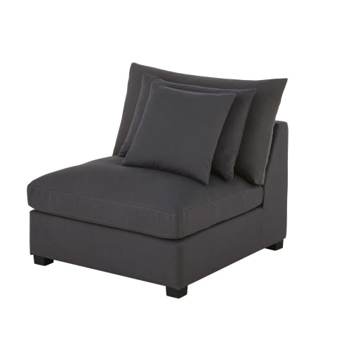 Sofas und sessel Modulsofa und Sofa Eckelemente | Sessel ohne Armlehnen für Sofa mit Baumwollbezug, schiefergrau - TE62798