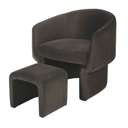 Sessel und Fußablage zur gewerblichen Nutzung, grau