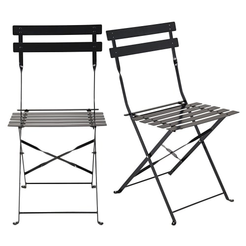 Outdoor collection Garden chairs | Set of 2 Metal Folding Garden Chairs in Black Epoxy Coating H80 - HA63886