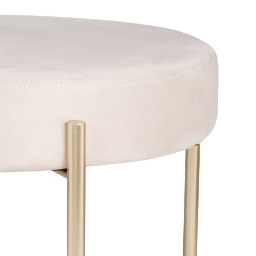 Sgabello beige con gambe in acciaio dorato TANANG