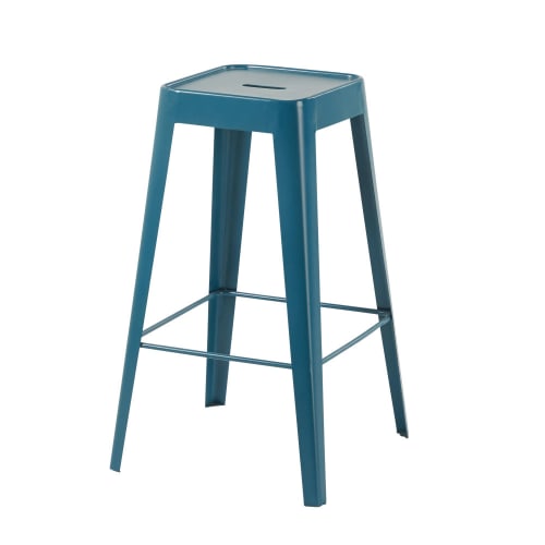 Sgabello da bar in metallo blu petrolio Tom | Maisons du Monde